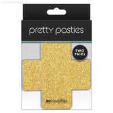 Pretty Pasties Glitter Cross Black/Gold (2 Pack)